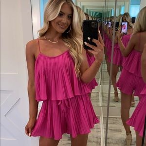 These Three Boutique | Pink Pleated Romper
